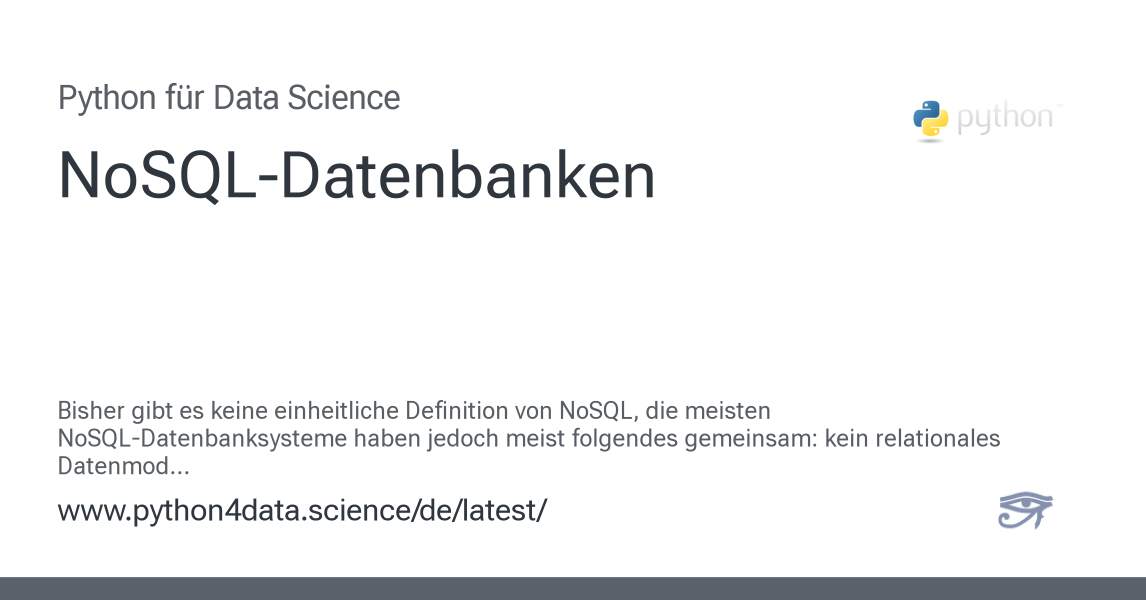 NoSQL-Datenbanken - Python für Data Science