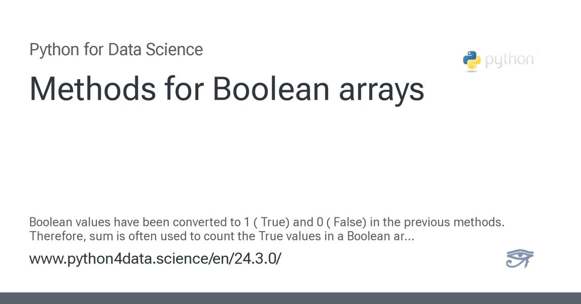 Methods for Boolean arrays - Python for Data Science 24.3.0