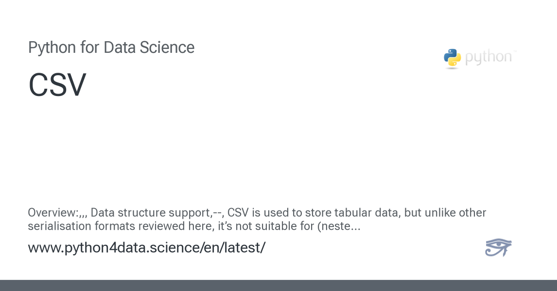 CSV - Python for Data Science